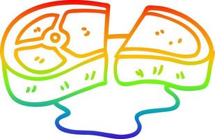 rainbow gradient line drawing cartoon well cooked meat vector