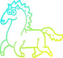 cold gradient line drawing cartoon running horse vector