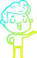 cold gradient line drawing happy cartoon man vector