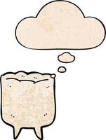 cartoon tooth and thought bubble in grunge texture pattern style vector