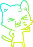 cold gradient line drawing cartoon cat hissing vector