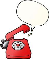 cartoon old telephone and speech bubble in smooth gradient style vector