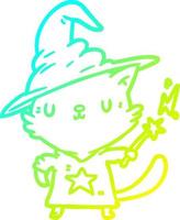 cold gradient line drawing magical amazing cat wizard vector