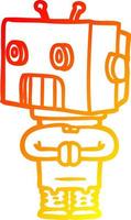 warm gradient line drawing cartoon robot vector