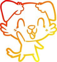 warm gradient line drawing laughing cartoon dog vector