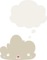 cute cartoon cloud and thought bubble in retro style vector