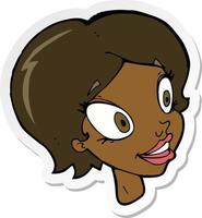 sticker of a cartoon pretty female face vector