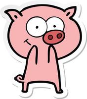 sticker of a cheerful pig cartoon vector