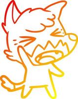 warm gradient line drawing angry cartoon fox vector