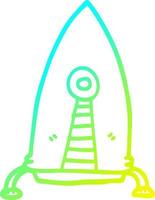 cold gradient line drawing cartoon space rocket vector