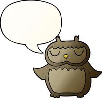 cartoon owl and speech bubble in smooth gradient style vector