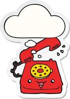 cute cartoon telephone and thought bubble as a printed sticker