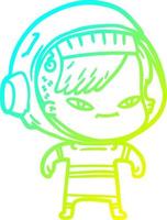 cold gradient line drawing cartoon astronaut woman vector