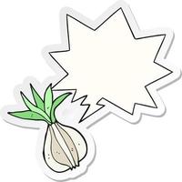 cartoon onion and speech bubble sticker vector