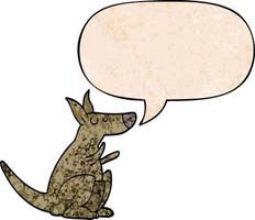 cartoon kangaroo and speech bubble in retro texture style vector