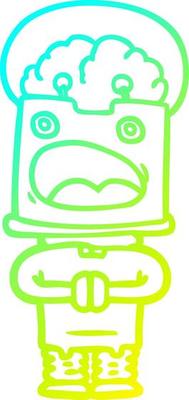 cold gradient line drawing cartoon robot
