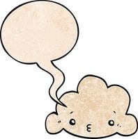 cartoon cloud and speech bubble in retro texture style vector