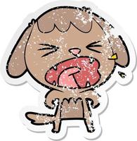 distressed sticker of a cute cartoon dog vector