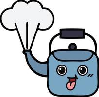 cute cartoon steaming kettle vector