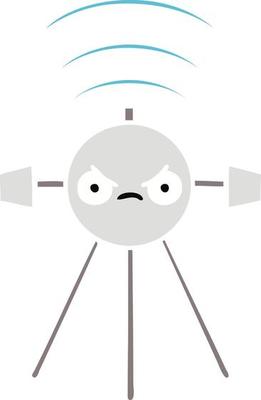 flat color retro cartoon satellite