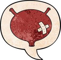 cartoon bladder and speech bubble in retro texture style vector