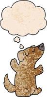 cartoon dog and thought bubble in grunge texture pattern style vector