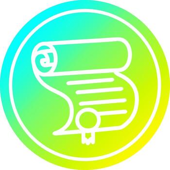 diploma certificate circular in cold gradient spectrum vector