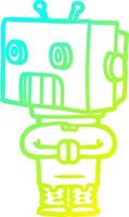 cold gradient line drawing cartoon robot vector