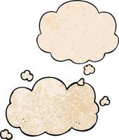 cartoon cloud and thought bubble in grunge texture pattern style vector