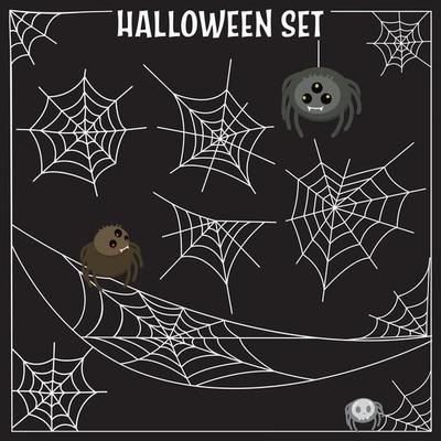 Vecter spider web halloween set.