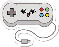 sticker of a cute cartoon game controller vector