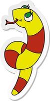 pegatina caricatura kawaii de una linda serpiente vector