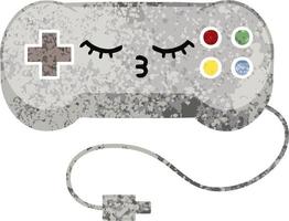 retro illustration style cartoon game controller vector