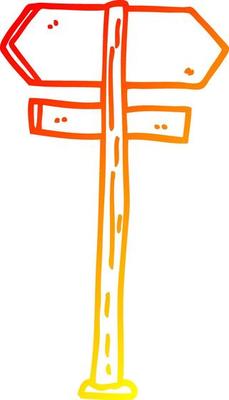 warm gradient line drawing cartoon painted direction sign posts