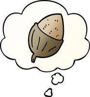 cartoon acorn and thought bubble in smooth gradient style vector