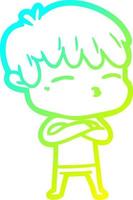 cold gradient line drawing cartoon frustrated man vector