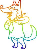 rainbow gradient line drawing cartoon office wolf getting dressed vector