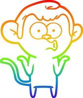 rainbow gradient line drawing cartoon confused monkey vector