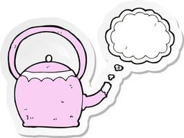 sticker of a cartoon kettle vector