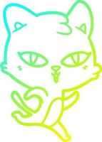 cold gradient line drawing cartoon cat vector