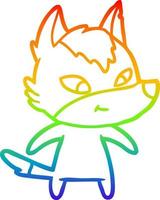 rainbow gradient line drawing friendly cartoon wolf vector