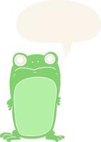 cartoon staring frog and speech bubble in retro style vector