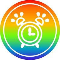 ringing alarm clock circular in rainbow spectrum vector