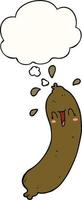 happy cartoon sausage and thought bubble vector
