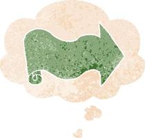 cartoon arrow and thought bubble in retro textured style vector