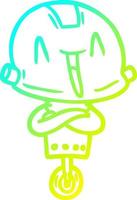 cold gradient line drawing cartoon robot vector
