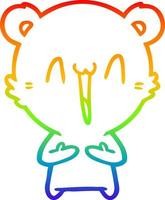 rainbow gradient line drawing happy polar bear cartoon vector