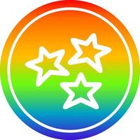 star shapes circular in rainbow spectrum vector