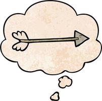 cartoon arrow and thought bubble in grunge texture pattern style vector