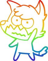 rainbow gradient line drawing cartoon annoyed fox vector